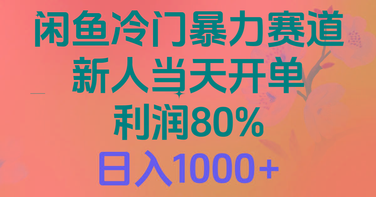 2024闲鱼冷门暴力赛道，新人当天开单，利润80%，日入1000+-kk网创