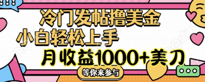 冷门发帖撸美金项目，月收益1000+美金，简单无脑，干就完了【揭秘】-kk网创