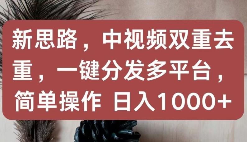 新思路，中视频双重去重，一键分发多平台，简单操作，日入1000+【揭秘】-kk网创