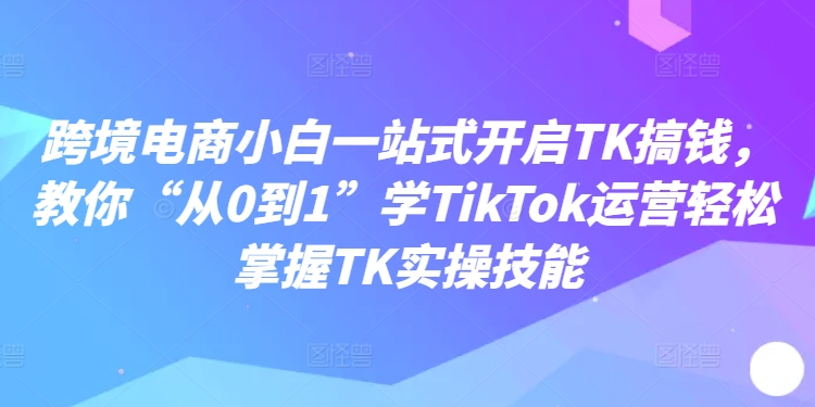跨境电商小白一站式开启TK搞钱，教你“从0到1”学TikTok运营轻松掌握TK实操技能-kk网创