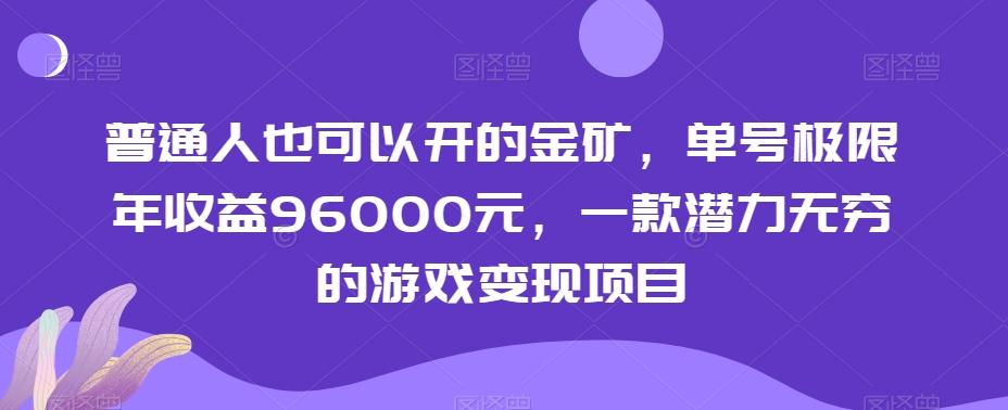 普通人也可以开的金矿，单号极限年收益96000元，一款潜力无穷的游戏变现项目【揭秘】-kk网创
