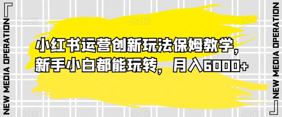 小红书运营创新玩法保姆教学，新手小白都能玩转，月入6000+【揭秘】-kk网创