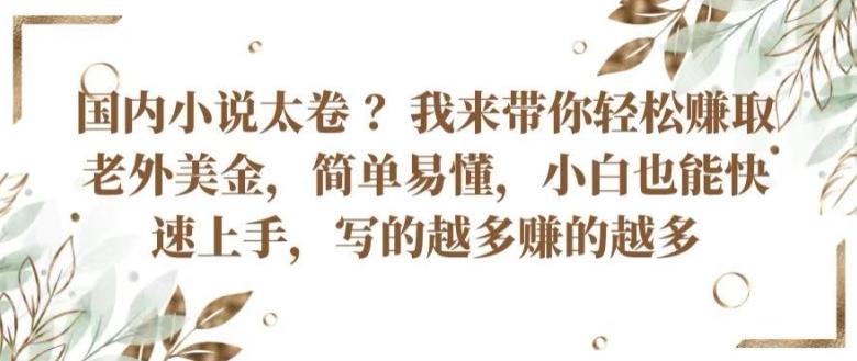 国内小说太卷 ?带你轻松赚取老外美金，简单易懂，小白也能快速上手，写的越多赚的越多【揭秘】-kk网创