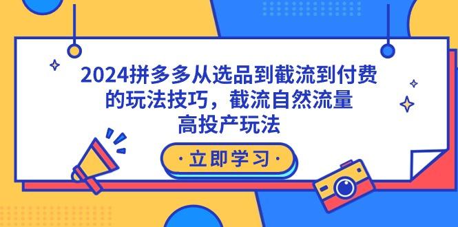 2024拼多多从选品到截流到付费的玩法技巧，截流自然流量玩法，高投产玩法-kk网创