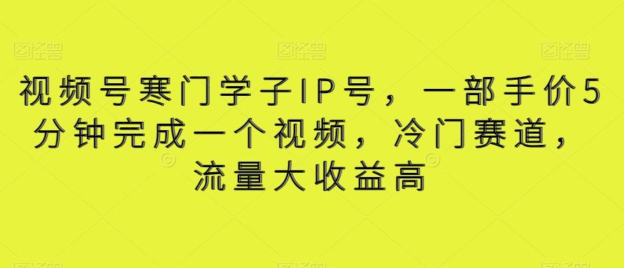 视频号寒门学子IP号，一部手价5分钟完成一个视频，冷门赛道，流量大收益高【揭秘】-kk网创