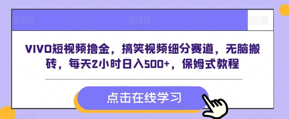 VIVO短视频撸金，搞笑视频细分赛道，无脑搬砖，每天2小时日入500+，保姆式教程-kk网创