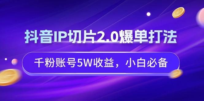 抖音IP切片2.0爆单打法，千粉账号5W收益，小白必备-kk网创