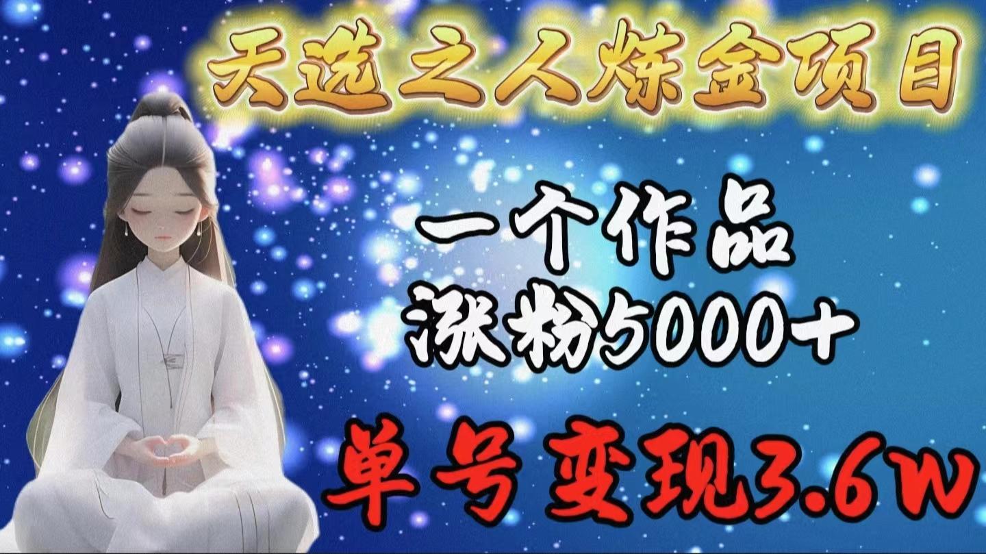 (9693期)天选之人炼金项目，一个作品涨粉5000+，单号变现3.6w-kk网创