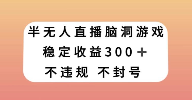半无人直播脑洞小游戏，每天收入300+，保姆式教学小白轻松上手【揭秘】-kk网创