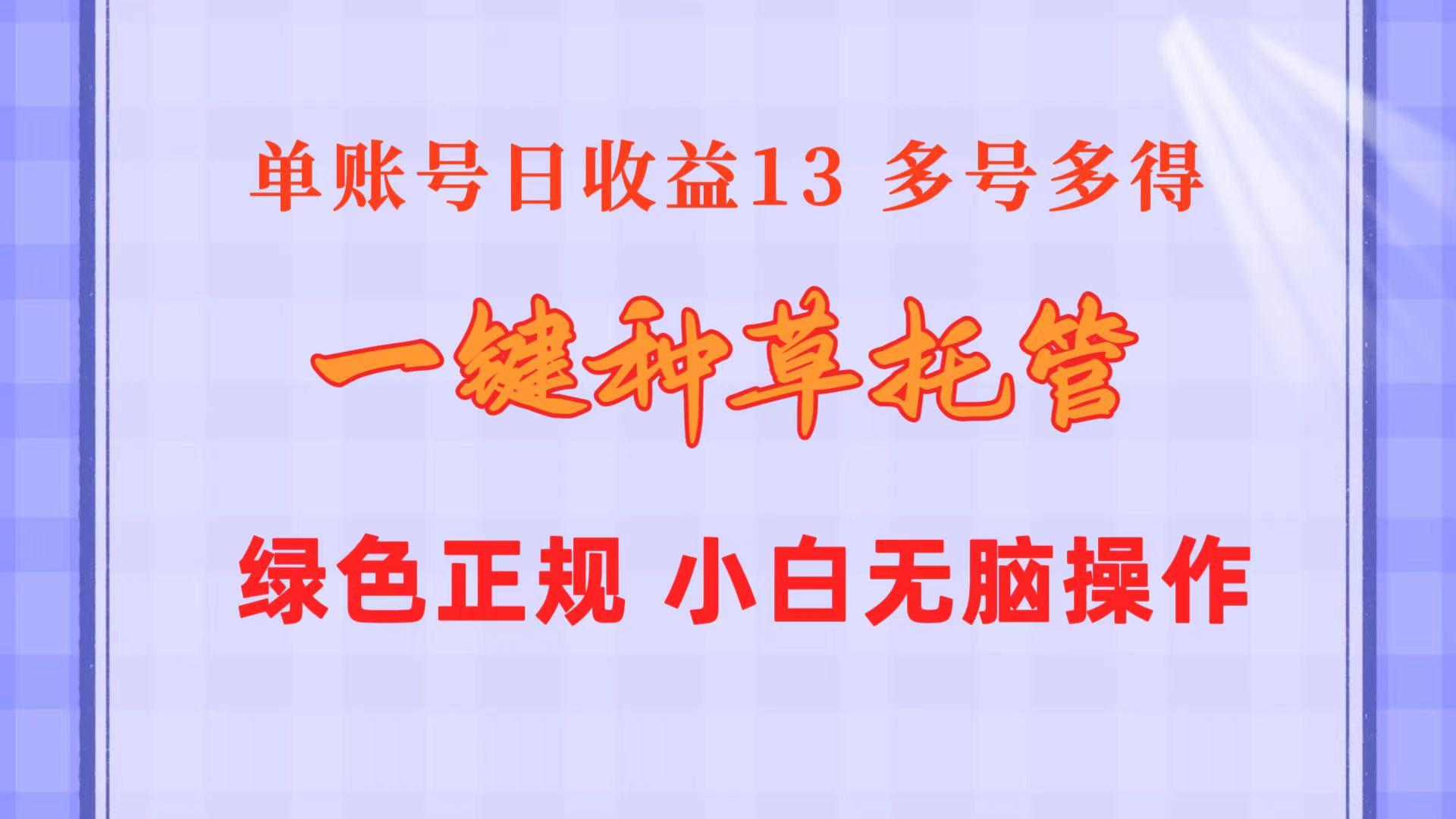 一键种草托管 单账号日收益13元  10个账号一天130  绿色稳定 可无限推广-kk网创