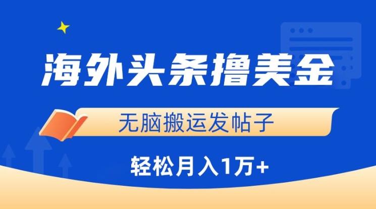 海外头条撸美金，无脑搬运发帖子，月入1万+，小白轻松掌握【揭秘】-kk网创