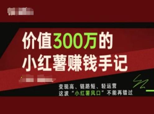 价值300万的小红书赚钱手记，变现高、链路短、轻运营，这波“小红薯风口”不能再错过-kk网创