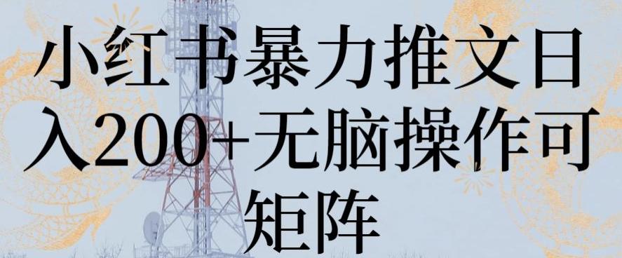 小红书暴力推文日入200+无脑操作可矩阵【揭秘】-kk网创