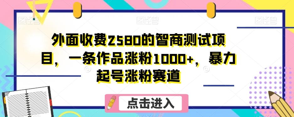 外面收费2580的智商测试项目，一条作品涨粉1000+，暴力起号涨粉赛道【揭秘】-kk网创