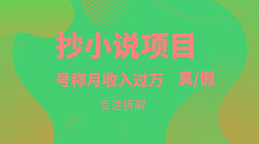 抄小说项目，号称月入过万，到底是否真实，能不能做，详细拆解-kk网创