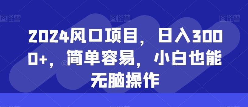 2024风口项目，日入3000+，简单容易，小白也能无脑操作-kk网创