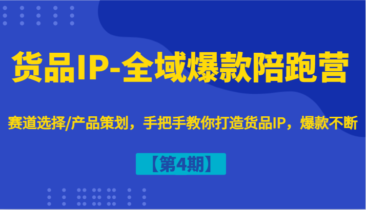 货品IP-全域爆款陪跑营【第4期】赛道选择/产品策划，手把手教你打造货品IP，爆款不断-kk网创
