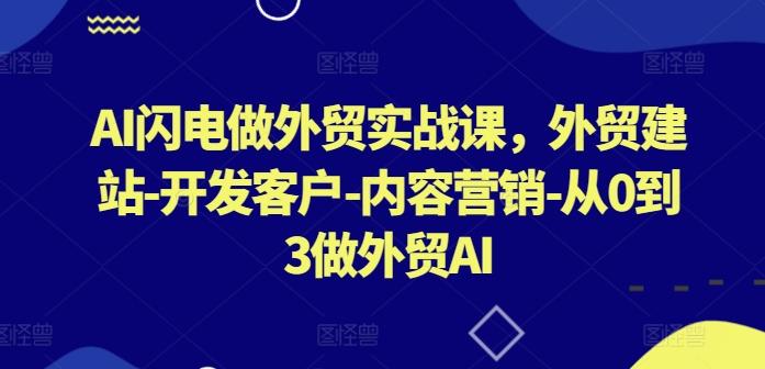 AI闪电做外贸实战课，​外贸建站-开发客户-内容营销-从0到3做外贸AI-kk网创