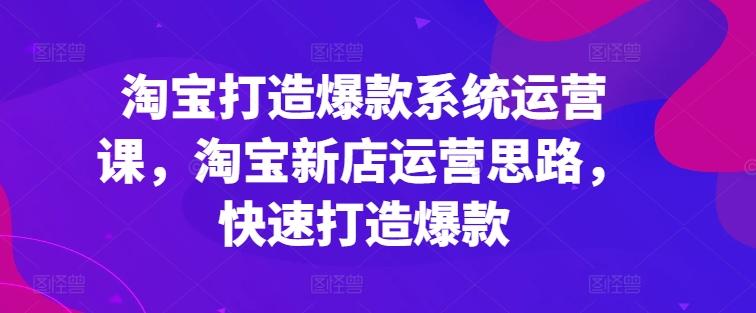 淘宝打造爆款系统运营课，淘宝新店运营思路，快速打造爆款-kk网创