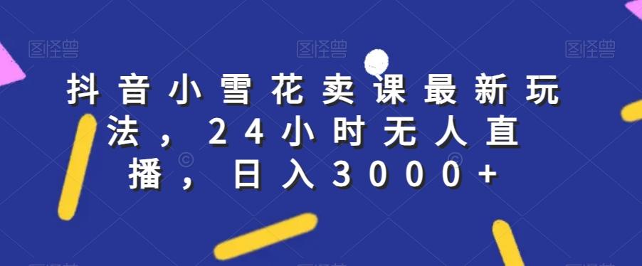 抖音小雪花卖课最新玩法，24小时无人直播，日入3000+【揭秘】-kk网创