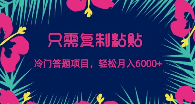 只需复制粘贴，冷门答题项目，轻松月入6000-kk网创