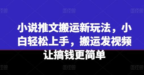 小说推文搬运新玩法，小白轻松上手，搬运发视频让搞钱更简单-kk网创