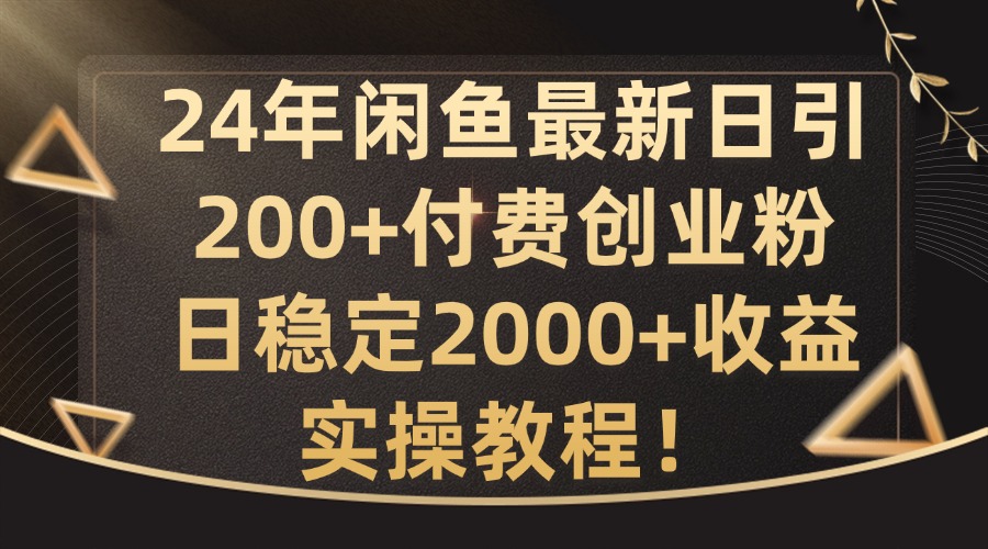 24年闲鱼最新日引200+付费创业粉日稳2000+收益，实操教程【揭秘】-kk网创