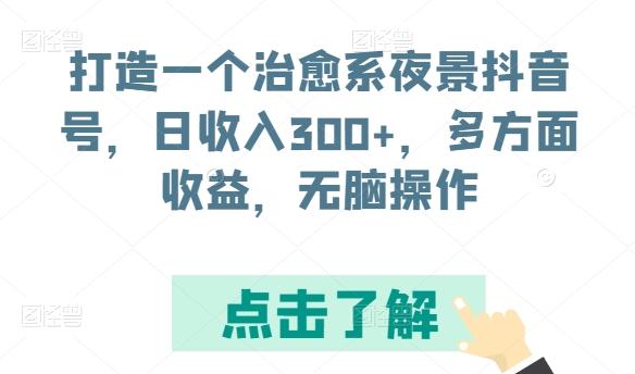 打造一个治愈系夜景抖音号，日收入300+，多方面收益，无脑操作【揭秘】-kk网创