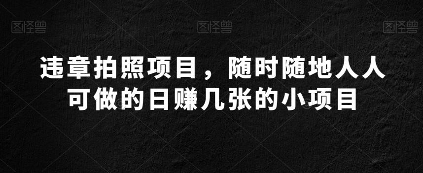 违章拍照项目，随时随地人人可做的日赚几张的小项目-kk网创