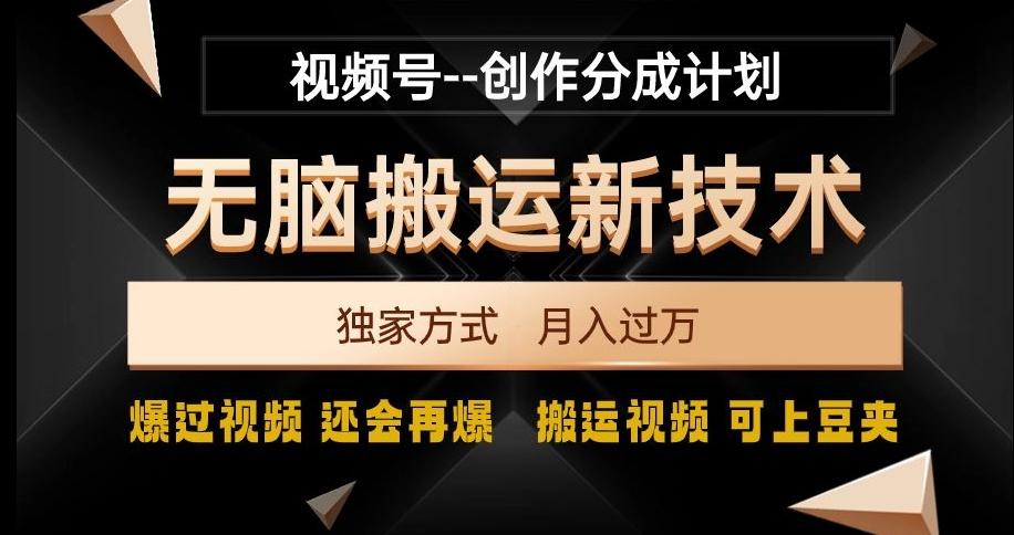 视频号无脑搬运新技术，破原创壕流量，独家方式，爆过视频，还会再爆【揭秘】-kk网创