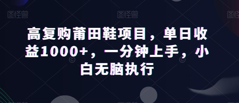 高复购莆田鞋项目，单日收益1000+，一分钟上手，小白无脑执行-kk网创
