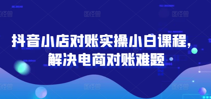 抖音小店对账实操小白课程，解决电商对账难题-kk网创