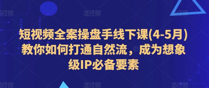 短视频全案操盘手线下课(4-5月)教你如何打通自然流，成为想象级IP必备要素-kk网创