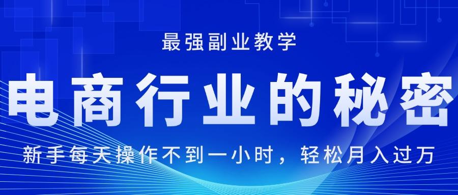 电商行业的秘密，新手每天操作不到一小时，月入过万轻轻松松，最强副业…-kk网创