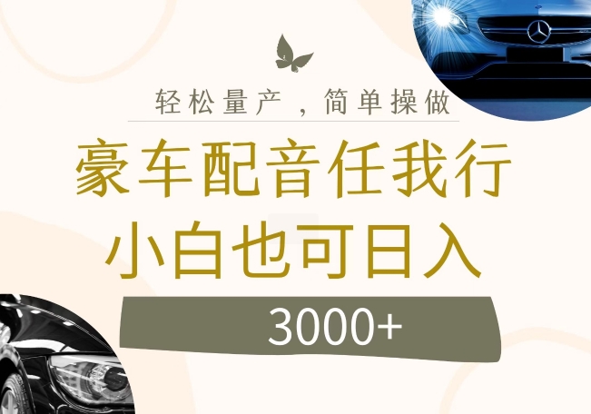 不为人知的暴力小项目，豪车配音，日入几张【揭秘】-kk网创