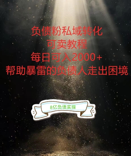 负债粉掘金计划，帮助负债者解决问题，债务规划，债务重组，最好的变现方式【揭秘】-kk网创