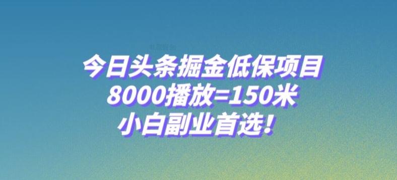 今日头条掘金低保项目，8000播放=150米，小白副业首选【揭秘】-kk网创