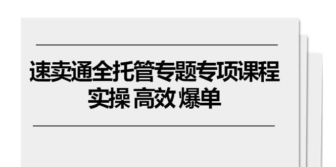 速卖通 全托管专题专项课程，实操 高效 爆单(11节课-kk网创
