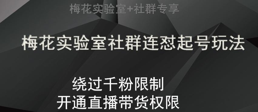 梅花实验室社群连怼起号玩法，视频号绕过千粉限制，开通直播带货权限【揭秘】-kk网创