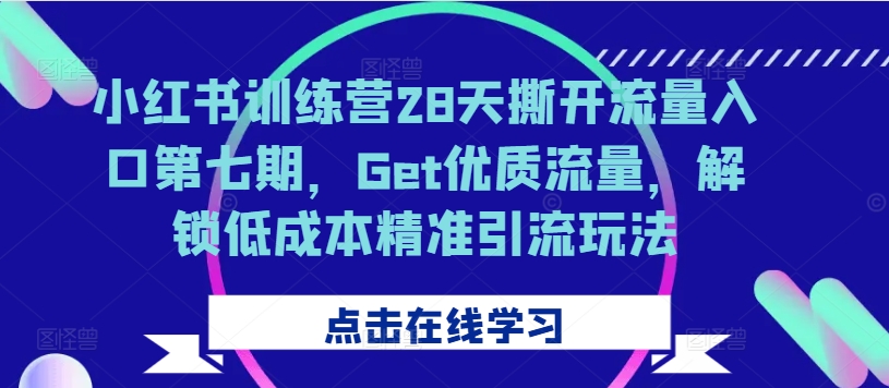 小红书训练营28天撕开流量入口第七期，Get优质流量，解锁低成本精准引流玩法-kk网创
