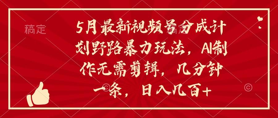 5月最新视频号分成计划野路暴力玩法，ai制作，无需剪辑。几分钟一条，…-kk网创