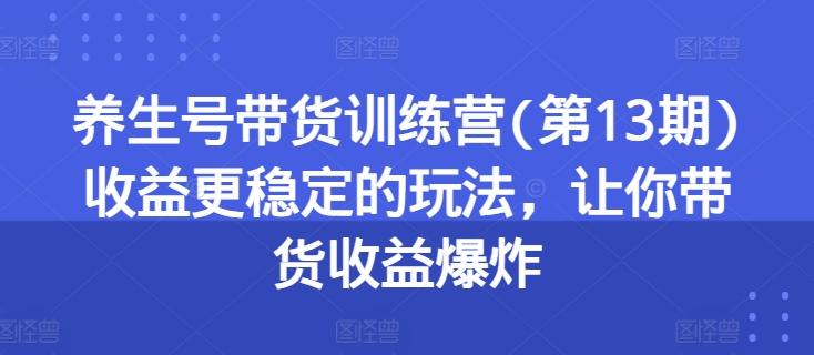养生号带货训练营(第13期)收益更稳定的玩法，让你带货收益爆炸-kk网创