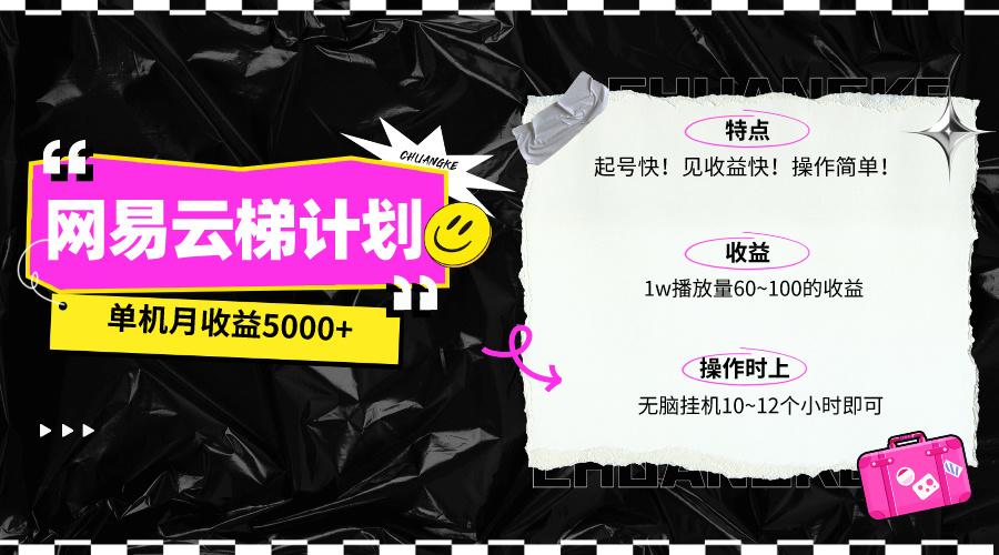 (10063期)最新网易云梯计划网页版，单机月收益5000+！可放大操作-kk网创