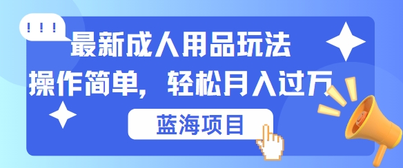 最新成人用品项目玩法，操作简单，动动手，轻松日入几张【揭秘】-kk网创