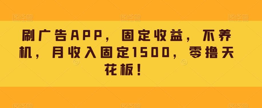 刷广告APP，固定收益，不养机，月收入固定1500，零撸天花板！-kk网创