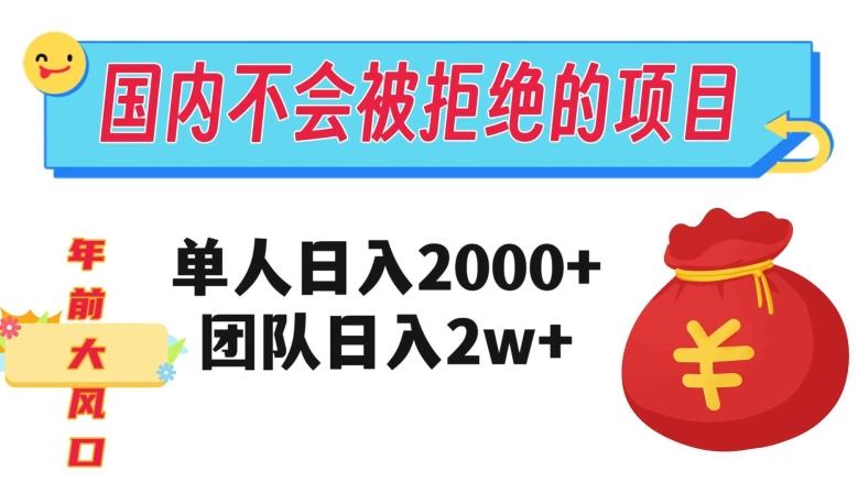 在国内不怕被拒绝的项目，单人日入2000，团队日入20000+【揭秘】-kk网创