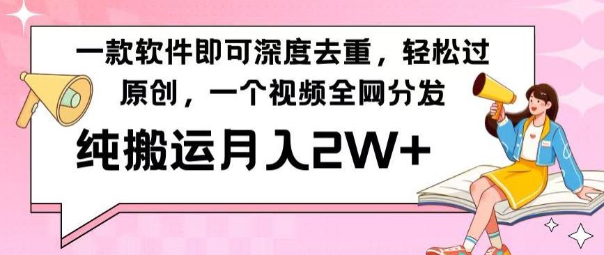 一款软件深度去重，轻松过原创，一个视频全网分发，纯搬运月入2W+-kk网创