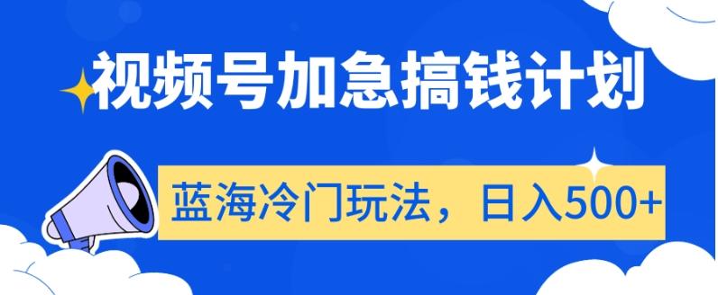 视频号加急搞钱计划，蓝海冷门玩法，日入500+【揭秘】-kk网创