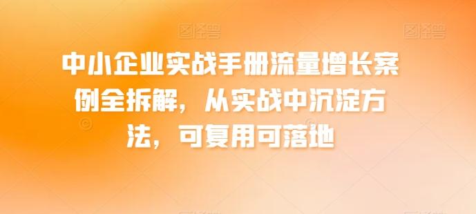 中小企业实战手册流量增长案例全拆解，从实战中沉淀方法，可复用可落地-kk网创