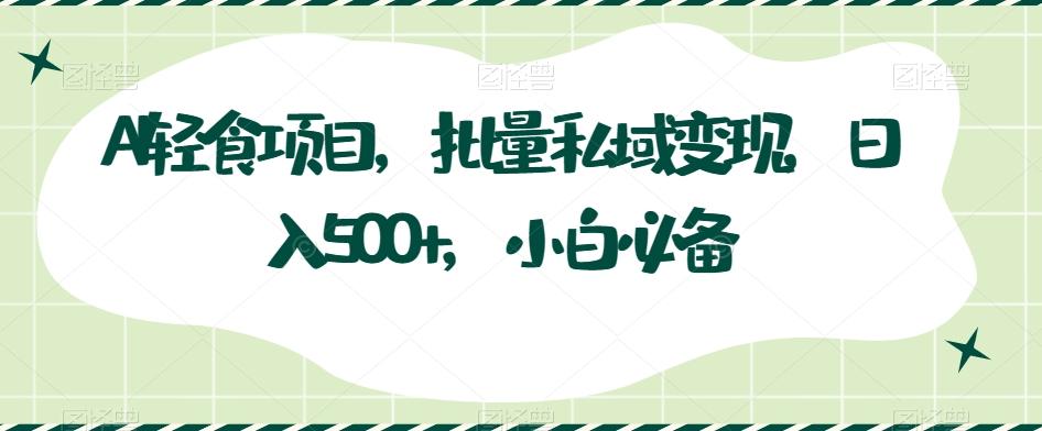 AI轻食项目，批量私域变现，日入500+，小白必备-kk网创